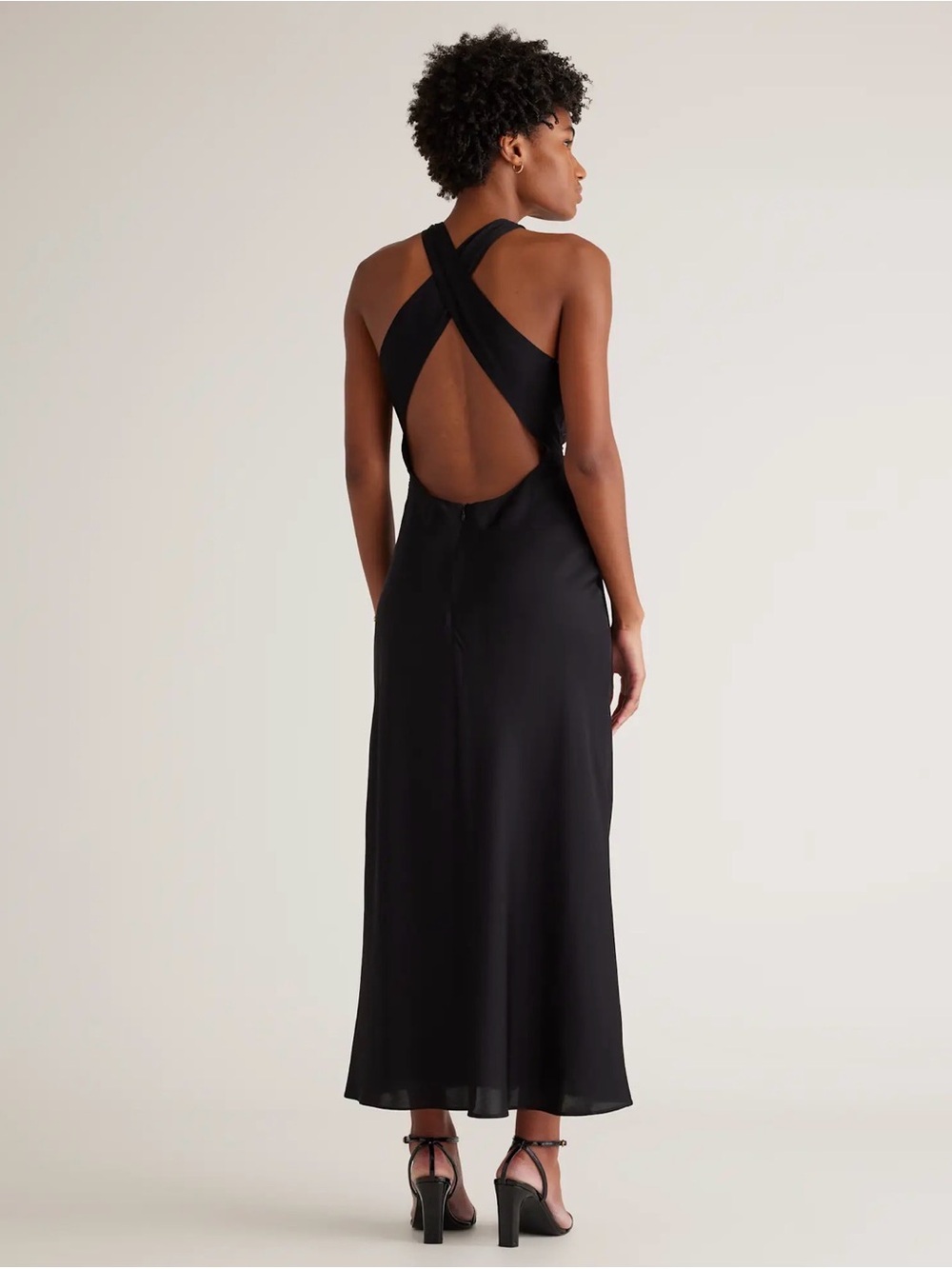 Quince Washable Stretch Silk High Neck Midi Dress - Picture 2 of 9